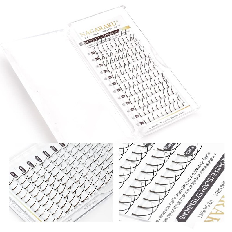 NAGARAKU Premade Spike Eyelash Extensions, 120 Pieces, Spikes, Ellipse Eyelashes,
