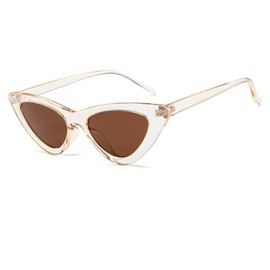Azoxus Retro Cat Eye Sunglasses for Women Small Frame Vintage Triangle Sun Glasses Trendy 90s Glasses Brown Tinted Lens