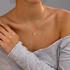 Fwlisesa Letter Necklace for Women, Dainty Gold Initial Necklaces 14k Gold Plated Cute Letter Initial Name Necklace Simple Gold Choker Necklaces Preppy Gold Jewelry Gifts for Women Women Gifts