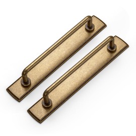 Goo-Ki 2 Pack 5'' Center to Center Antique Brass Cabinet Bar Pulls with Backplate Vintage Drawer Handles Closet Classic Retro Home Kitchen Improvement Hardware