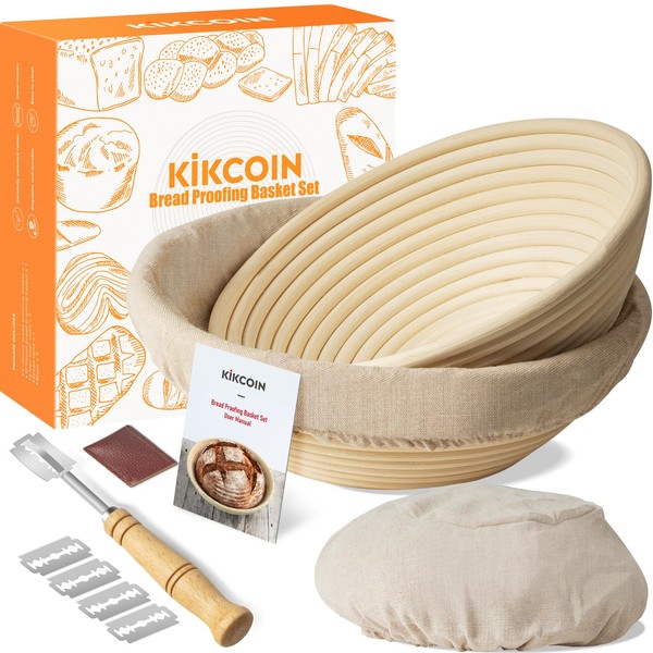 Bread Proofing Basket, Kikcoin Banneton Bread Proofing Basket Set of