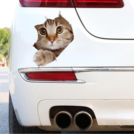 OQKAHIV Pack of 2 3D Cat Stickers, Car Stickers, Cute Cat Decorations, Car Bumper Sticker, Scratch Theme, Wall Sticker, Cute Cat Decorations Sticker