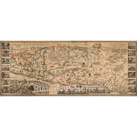 Historical Map, 1823 A New map of The Land of Promise and The holy City of Jerusalem Describing The Most Important Events in The Old & New Testaments, Vintage Wall Art : 44in x 18in