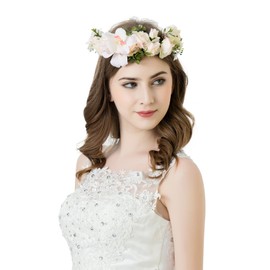 Awaytr Flower Headband, Wedding Hair Wreath Crown – Women’s and Girls’ Flower Hair Wreath for a Wedding Party -