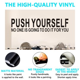 Inspirational Quotes Wall Decals for Gym: Motivational Vinyl Art Wall Stickers for Office Garage Classroom School - Push Yourself 35" X 8"
