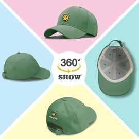 Smile Face Toddler Hat Baseball Cap for Boy Girls Baseball Hats Kids Soft Cotton Adjustable Cute Caps for 4-12 Years Green