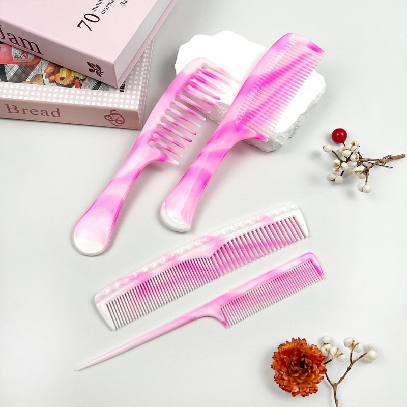 4 Pcs Unisex Hair Comb Set - Rat Tail, Wide