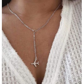 CrownOfRibbons Silver Plane Necklace, Aeroplane Jewellery, Travel Gift for Her