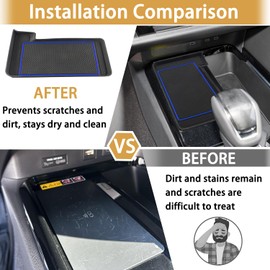 CIMOF Center Console Liner for Toyota Camry Accessories 2025, Charging Anti-Slip Mat, Silicone Protective Pad, Non-Slip Dust Interior, Custom Rubber Decoration Insert (Blue Trims)