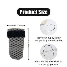 4 PCS Cat Booties Adjustable Cat Claw Covers Breathable Mesh Anti-Scratch Claw Caps for Kitten, Bathing and Nail Trimming(M,Grey)