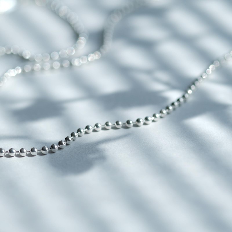[Cloud-jewelry] 3mm/42cm Ball Chain Necklace, 925 Silver, Sterling Silver