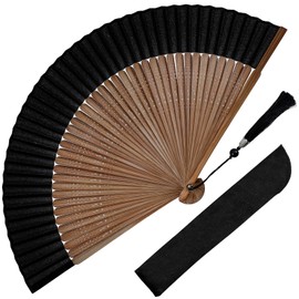 Grevosea Folding Hand Fan, Hand Fans for Women Foldable Nylon-Cloth Bamboo Vintage Retro Chines/Spanish Foldable Fan for Wedding Party Favor Performance Dance Home Decorations Festival Gift