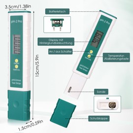 PH Meter Digital PH Meter PH Litmus Test Strips/Temp Multifunctional Tester, High Precision 3-in-1 Multifunctional Water Test Meter for Aquariums, Hydroponics, Swimming Pools, Drinking Water Quality