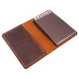 Real Genuine Leather Notepad Cover For Mini Pocket Notebook 3" X 5", Leather Cover For Rite In The Rain Top-Spiral Notebook,Customized Gift (Brown)
