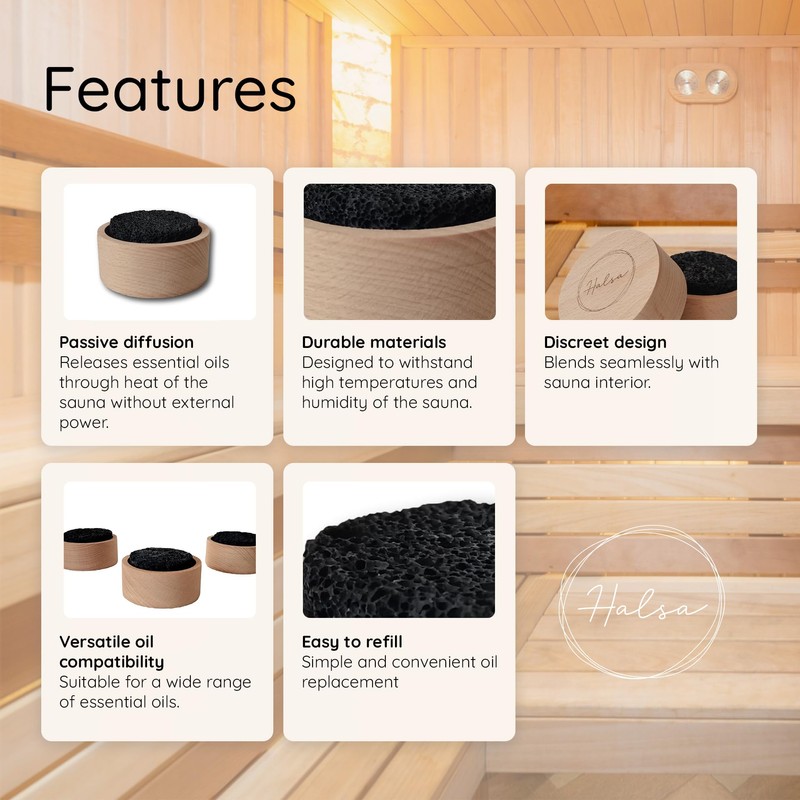 Lava Stone Diffuser for Sauna, Office, Bedroom, Bathroom - Natural