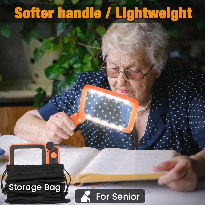 Tobegiga Rechargeable Magnifying Glass with Light for Reading, 5X Large