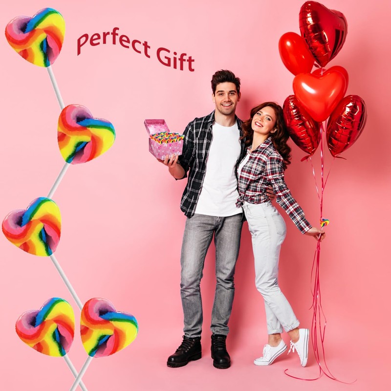 Fruidles Swirl Multicolor Heart Lollipop, Heart Design, Party Bag Fillers,