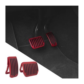 CGEAMDY 2 pcs Universal Auto Aluminum Pedal Covers, Durable Non-Slip Foot Pedals Pads, Brake Accelerator Pedal Covers Aluminum Car Accessories Suitable for Foot Pedal Pad Replacement(Red)