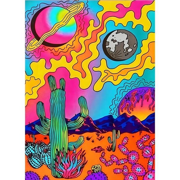 Abstract Desert Scenery DIY Diamond Painting Without Frame, DIY 5D