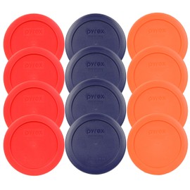 Pyrex 7200-PC 2 Cup (4) Dark Blue 1113764 & (4) Orange 1113762 & (4) Red 1113763 Lid (12-Pack)