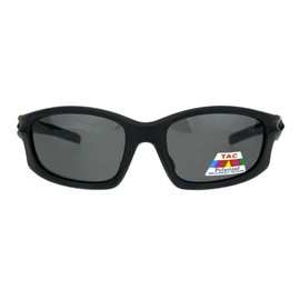 PASTL TAC Polarized Sunglasses Mens Oval Rectangular Sports Wrap Around Matte Black