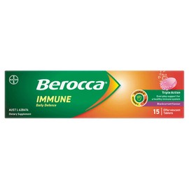 Berocca Immune Daily Defence Vitamin C, D and Zinc, Blackcurrant Flavoured Effervescent Tablets 15 Pack