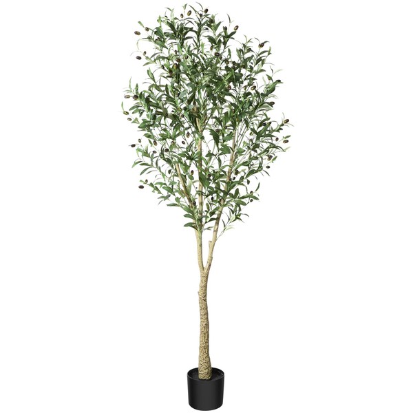 CROSOFMI Artificial Olive Tree Plant 6 Feet Fake Topiary Silk