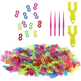 LWMLWM Loom Bands Clasps, Pack of 1000 Colourful S Clips, Plastic Loom Bands Clips for Bracelet Connection