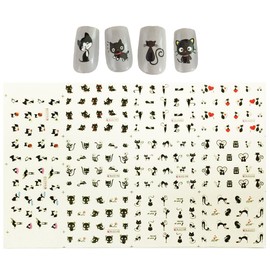 ALLYDREW Black Cats Water Slide Nail Art Decals Water Transfer Nail Decals (11 sheets/220 Nail Decals)