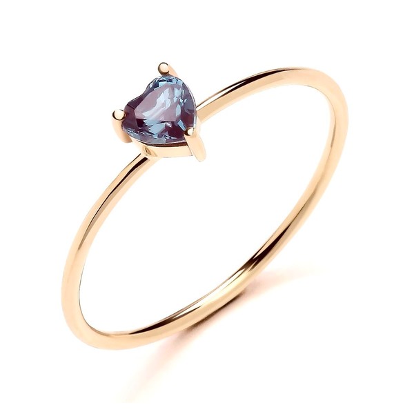 Old English Jewellers 9ct Yellow Gold Alexandrite Heart Solitaire Ring