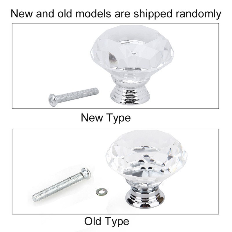 16Pcs Crystal Glass Cabinet Knob Diamond Shape 40mm Drawer Cupboard