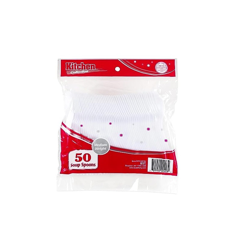 Blue sky Premium Disposable White Plastic Soup Spoons - 50