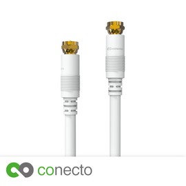 conecto HQ SAT Antenna Cable Satellite Cable Connection Cable for DVB-S/S2-4K UHD 1080p Full HD HDTV 3D (Coaxial Cable, F-Connector to F-Connector, Double Shielding, Gold-Plated Connectors) White 2.0