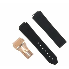 Ewatchparts 21MM RUBBER SILICONE BAND STRAP DEPLOYMENT CLASP COMPATIBLE WITH 38MM H HUBLOT WATCH BLACK
