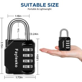 Combination Lock, 4 Digit Combination Padlock for School Gym Sports Locker, Fence, Toolbox, Case, Hasp Cabinet Storage (2 Pack, Light Blue & Black)