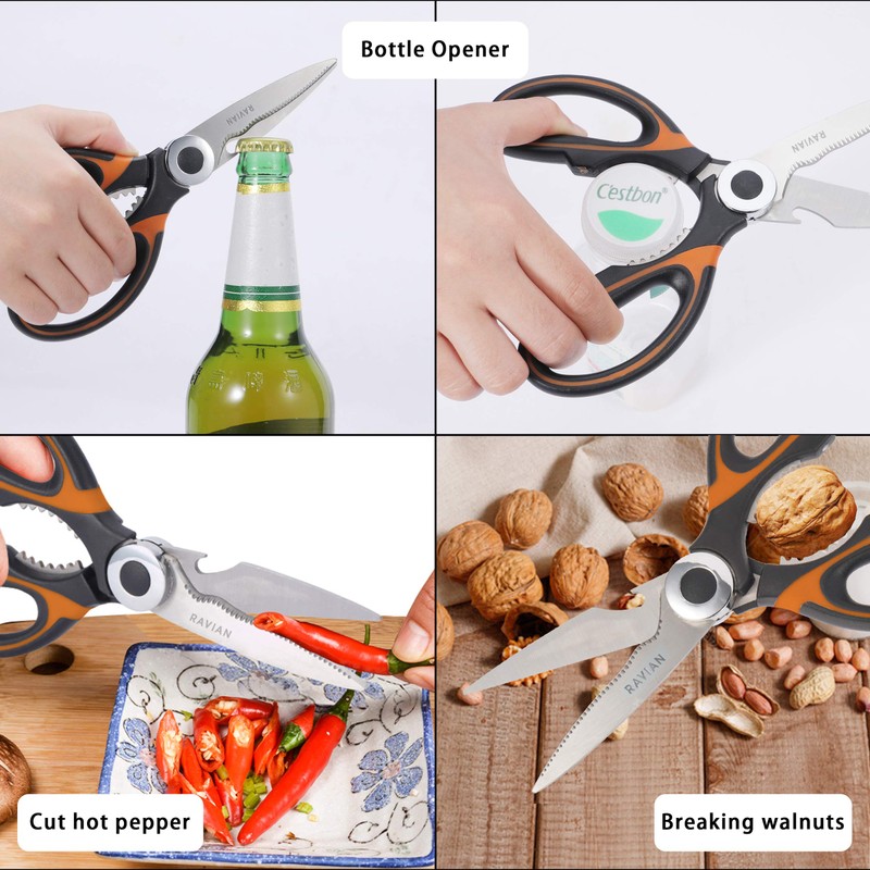 Ravian Kitchen Scissor Heavy Duty Shears with PP Cover Multifunctional