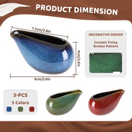 3 Pieces 3 Oz/100 ML Small Creamer Pitcher, Glaze Colored Gravy Boat with Spout, Coffee Milk Pitcher Dispenser for Sauce Tea Jam Salad Dressing Container (Red, Blue and Green)