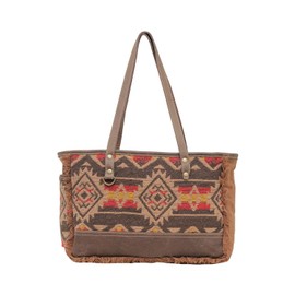 Myra Bag Western Canvas Shoulder Handbag for Women - Cotton & Upcycled Leather Bag Loskop
