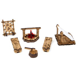 TowerRex Adventurers Camp D&D Furniture Terrain 3D Modular Tabletop Battle Mat - DND Accessories for Dungeons & Dragons, Pathfinder, Warhammer - Wargaming Scatter Terrain for 25mm 32mm 28mm Miniatures