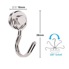 EGEN Magnetic Hooks, Vertical Load Capacity 22.0 lbs (10 kg), Diameter 0.6 inches (16 mm), Rust Free, Corrosion Resistant, Key Hooks, For Kitchen, Refrigerator, Bathroom, Entrance Key, Bathroom,
