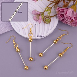 Framendino, 6 Pack Beadable Earrings Metal Dangle Simple Beaded Pendant Charm for Women (Gold)