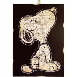KUSTOM ART Set of 3 Vintage Style Cartoon Series Snoopy Cartoons Print on Wood 25 x 18 cm