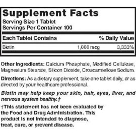 Nature's Blend Biotina Alta Potencia 1,000 Mcg 100 Tabletas