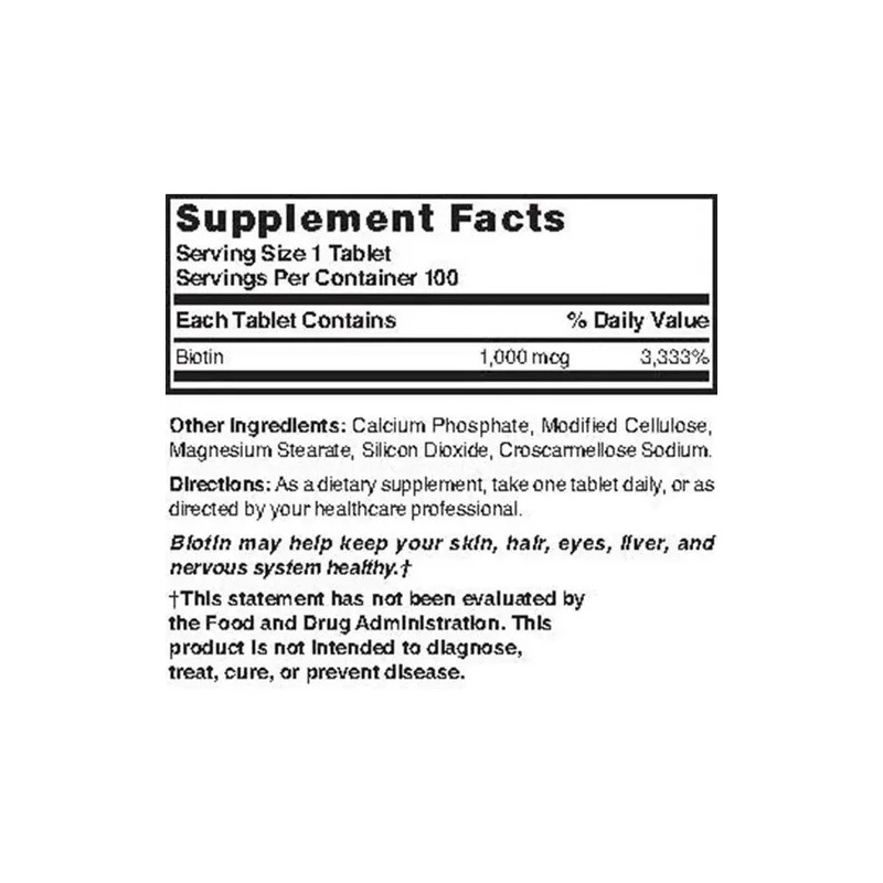 Nature's Blend Biotina Alta Potencia 1,000 Mcg 100 Tabletas
