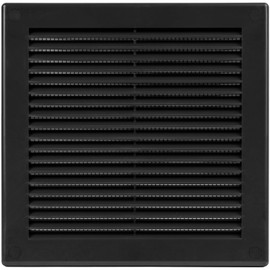 HVAC OV 5pack 6" x 6" Inch (Grille Dimensions) Black Plastic Square Vent Cover - HVAC Air Return Grille - Built-in Protection Screen - 8" x 8" Inch (External Dimensions)