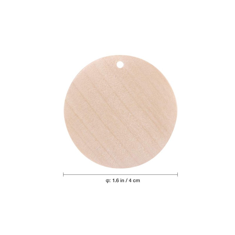 Pack of 50 Round Wooden Discs with Hole DIY Craft