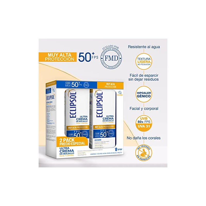 Eclipsol - Ultra Crema FPS 50+ de Bolsillo, Protector Solar,