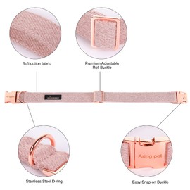 ARING PET Dog Collar and Leash, Cotton Pink Dog Collar Set, Adorable Wedding Girl Dog Collars Gifts with Metal Buckle for Small Medium Large Dogs