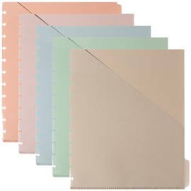 CREATCABIN 5Pcs Binder Dividers with Pockets and Tabs Plastic Planner Binder Folder 11 Holes Tab Divider for Notebook Binders Organizer Office Document Indexing and Protection Multicolor 11.6x9.5 Inch