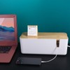 Vctitil 11.81x4.72x4.53inch Cable Management Box with Bamboo Lid,with 5Pcs Cable